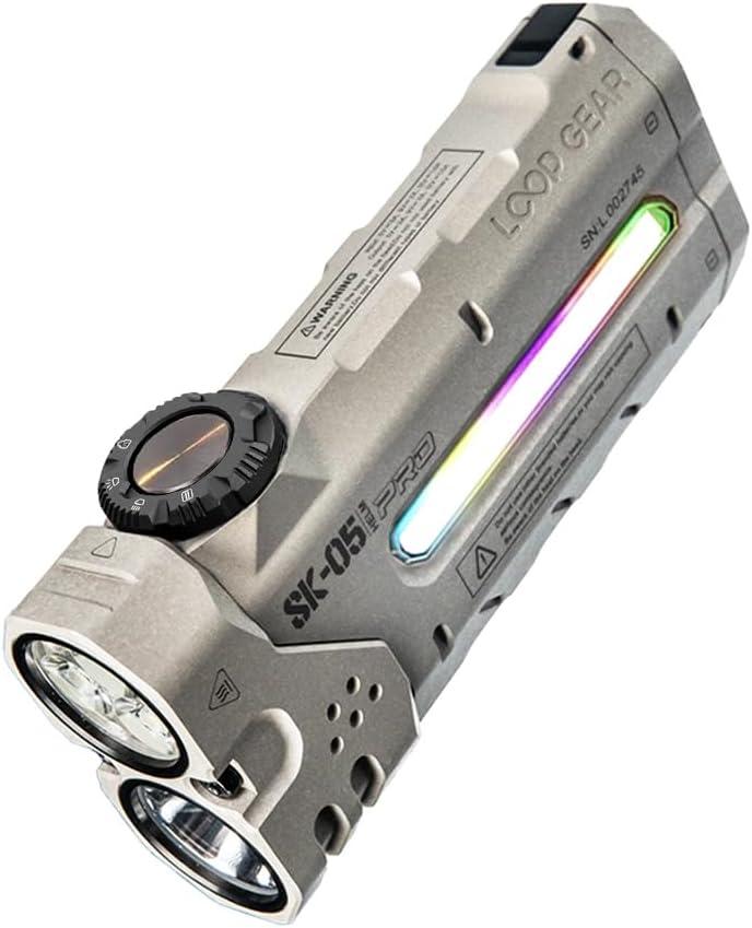 LOOP GEAR SK05 PRO Mao EDC Flashlight 4360 Lumens, 8000mAh Rechargeable LED Flashlight & Power Bank, 3-in-1 Lighting Modes (Flood/Spot/Side Light) for Camping, Hiking, Emergency,Outdoor