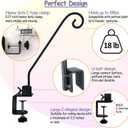 Heavy Duty Deck Hook,Courtyard Decoration,Pole 16.5Long Metal Deck Railing Hooks for Hanging Bird Feeders,Planters,Suet Baskets,Lanterns,Wind Chimes,Clamp Mounted,Under 18 LBS(2 Pack)