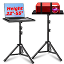 Projector Stand, 33LB Load Bearing & 22-55" Height Adjustable, for Projector/Laptop/DJ Gear, Outdoor/Office/Studio - Stable Base (Black)