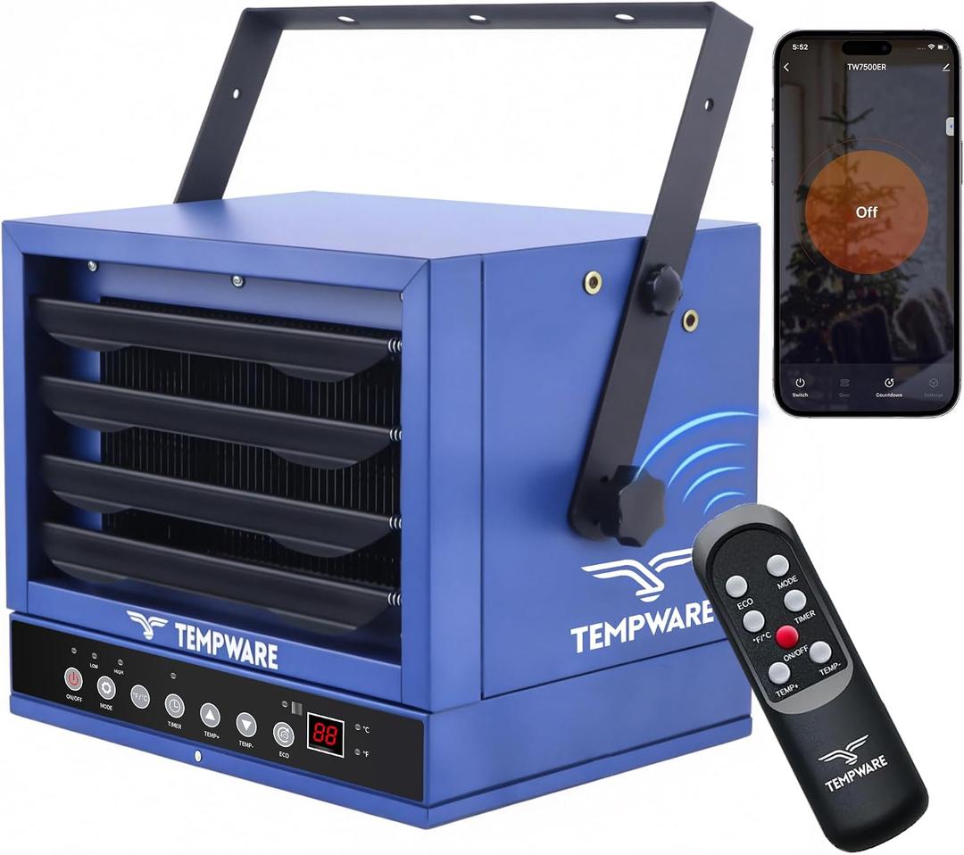 TEMPWARE 7500W Electric Garage Heater with WIFI App Control, 240V Hardwired