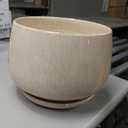 LE TAUCI Ceramic Planter, 10 Inch Plant Pot with Drainage Hole & Saucer Durable Indoor Planter for Modern Home Decor, Reactive Glaze Beige