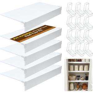 Wire Shelf Cover 24 * 12, 5 PCS Wire Rack Covers for Shelves, Easy to Cut Install Shelf Covers for Wire Shelving, 0.31in Thick Wood-Look Faux PVC Shelf Covers for Pantry Closet Kitchen Bathroom,White,