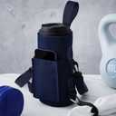 Domensi Magnetic Gym Bag Water Bottle Holder For Men Women 40 64 oz Carrier Bag Pouch Sleeve With Phone Pocket Silicone Towel Buckle Sling For Gym /Organizer, Gift Fitness Lover(Dark Blue, Normal)