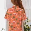 SSLR Big Girls Hawaiian Shirt Beach Tropical Summer Casual Short Sleeve Button Down Shirt (Orange, S)