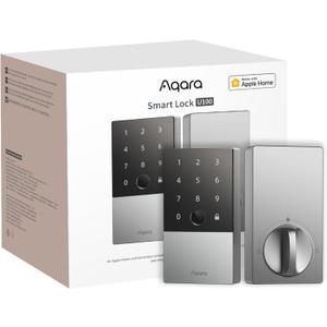 Aqara Smart Lock U100, Fingerprint Keyless Entry Door Lock with Apple Home Key, Touchscreen Keypad, Smart Electronic Deadbolt, IP65 Weatherproof, Supports Apple HomeKit, Alexa, Google, IFTTT, Silver