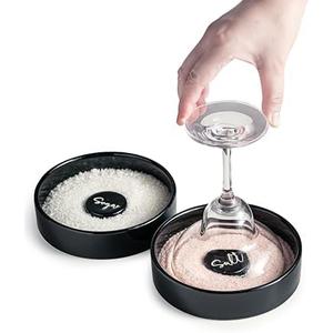 Zoeeker Bar Glass Rimmer for Margarita and Cocktail, Ceramic Salt Sugar Glass Rimmer Sugar Container for Cocktails Home Bar Accessories Set of 2, Black