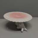 Easter Bunny Ceramic Cake Stand  Hand-Painted Pink Flower Dessert Plate, Holiday Ceramic Cake Holder for Easter Party, Spring Table Decoration