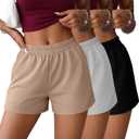 3 Pack Women's Sweat Shorts Lounge Comfy Athletic Shorts Elastic Waist Summer Workout Casual Pants with Pockets, Medium Size