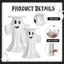 Mumufy 2 Pcs Halloween Ghost Candle Holder for Pillar Candle 5" 7" Tall Ceramic Cute Ghost Candlestick Holders White Pillar Taper Candles Stand Table Decor for Halloween Wedding Party Gift