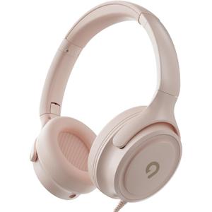 Kids Headphones with Cord-3.5mm Jack 85/94dB Safe Volume Control Built-in Microphone On-Ear Headphones for Kids/Teens/Girls/School/Travel/3.5mm Devices(Beige)