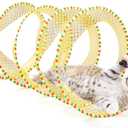 Potaroma Spiral Tunnel Cat Toy, Self Play Cat Play Spiral Kitten Collapsible Spring Tunnel Toy for Indoor Cats with Feather and Bell, 20 Inches Unfolded