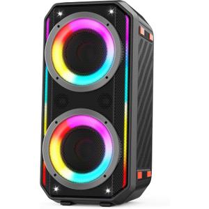 Bluetooth Speaker, 300W Peak Power Wireless Boombox Speakers with Deep Bass, Portable Loud Stereo Sound Large Subwoofer with Led Light Show for Party Outdoor Camping (Black)