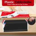 54 Inch x 200 Feet Black Plastic Tablecloth Roll Cut to Size Disposable Table Cover with Cutter Box Plastic Table Cloth for Party, Wedding, Birthday