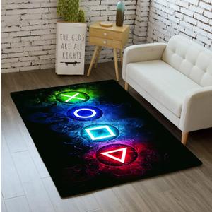 Gaming Area Rugs for Boys Cool Game Style Bedroom, Gamer Rug Boys Room Decor, Video Games Bedroom Carpet for Teens, Controller Gamepad Player Standing Throw Doormats Yoga Mat Black (2' x 3' (Rectangular))