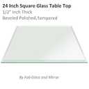 Fab Glass and Mirror Square Glass Table Top, 24 Inch, Clear