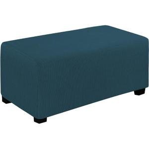 Easy-Going Stretch Ottoman Cover Folding Storage Stool Furniture Protector Soft Rectangle slipcover with Elastic Bottom(Ottoman Large,Deep Teal)