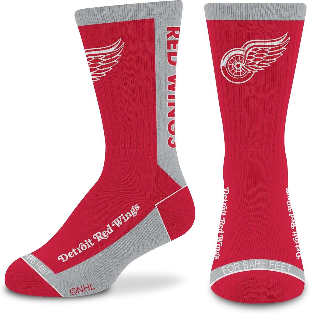 3 x For Bare Feet Unisex Kid's NHL MVP Crew Sock Youth (Red)