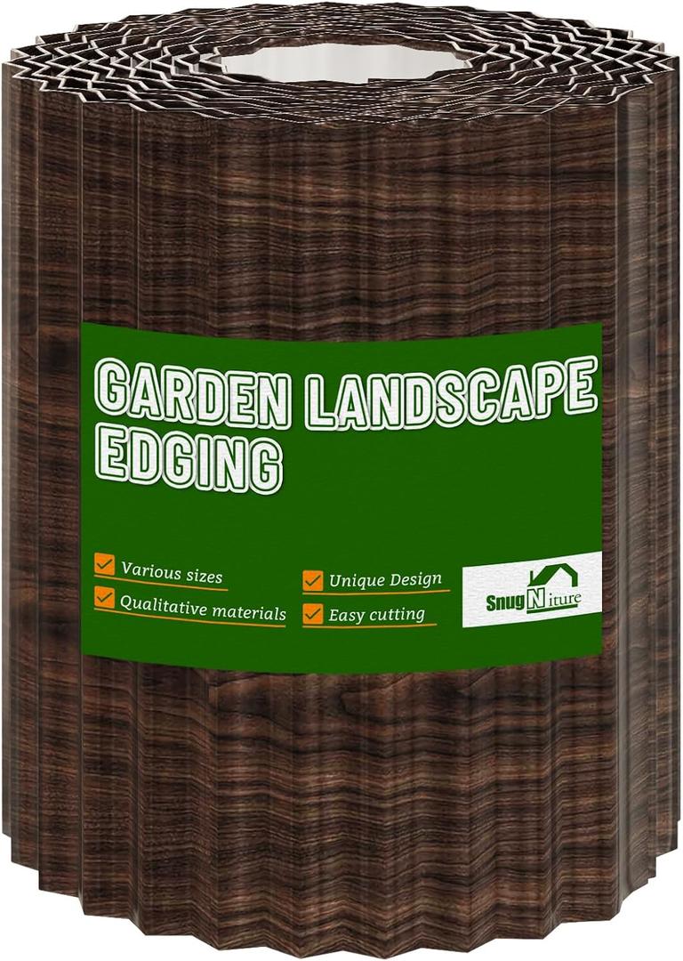 SnugNiture Corrugated Metal Garden Edging,8" x 20' Landscape Edging Border,Sturdy Metal Lawn Edging for Landscaping, Garden,Flower Bed and Yard
