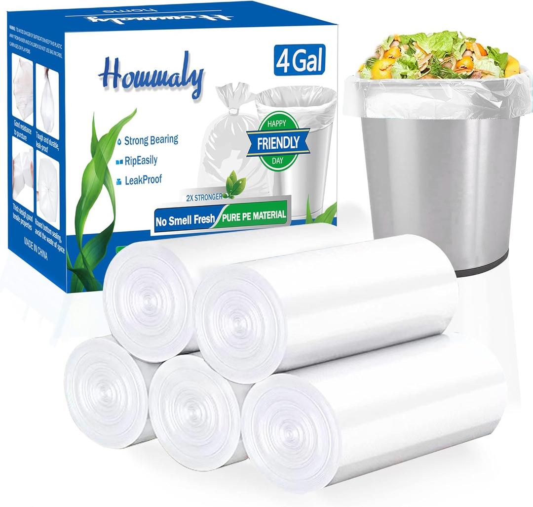 4 gallon trash can liners,250 counts, Small clear Garbage Bags, Extra Strong 4 Gal Trash Bag, Fit 12 liters trash Bin Liners for Home Office Kitchen(Clear)