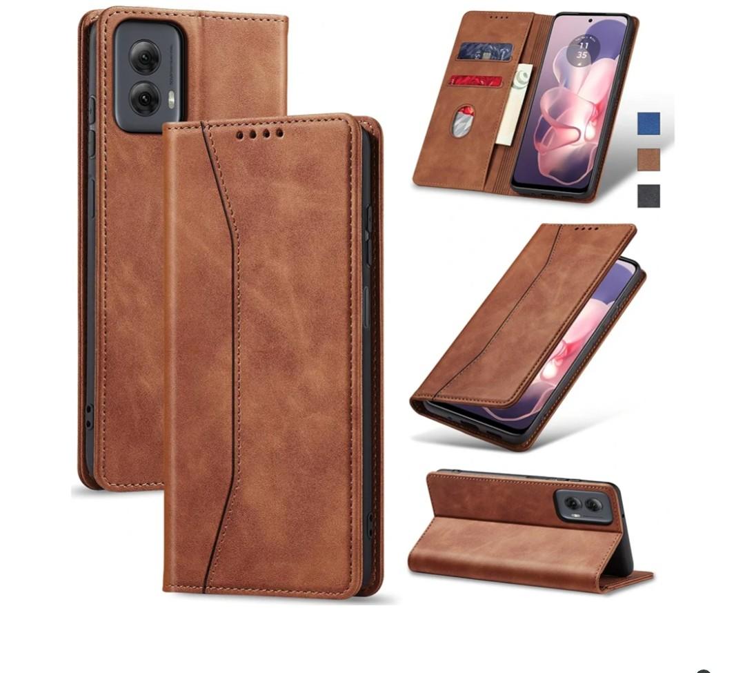 Flip Wallet Case for Moto G Power 5G (2024),Leather Magnetic Folio Cover with Card Holder,Kickstand - TPU Shockproof Durable Protective Phone Case,Brown