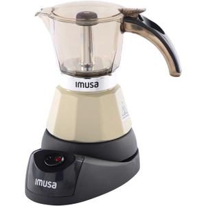 IMUSA 3 or 2 Cup Electric Almond Espresso Maker, Compact Moka Coffee Machine with Keep Warm Function, Detachable Base, Milk Coffee Brewer for Cuban, Italian & Espresso Drinks