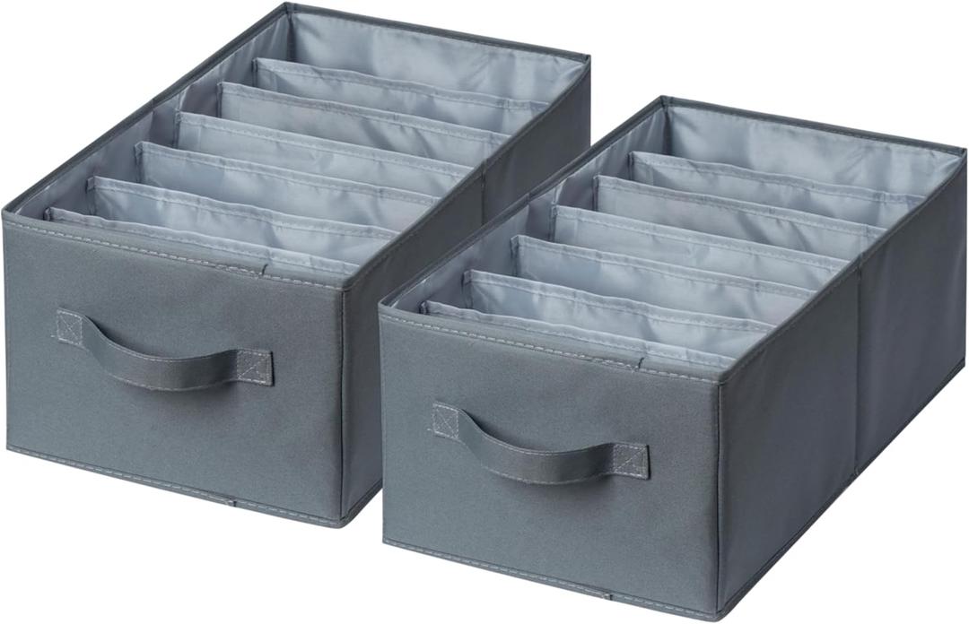2 Pack Large Wardrobe Closet Organizer - Drawer Organizer Clothes, Efficient Jeans Organizer for Closet, Versatile Closet Organizers and Storage (Dark Grey, 17.7" L x 9.8" W x 7.1" H)