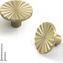 YAGU 6 Pack Brushed Brass Sunflower Kitchen Cabinet Knobs 1-1/2 Inch Round Solid Dresser Drawer Knob Brushed Gold Furniture Hardware Pulls for Closet Cupboard Wardrobe