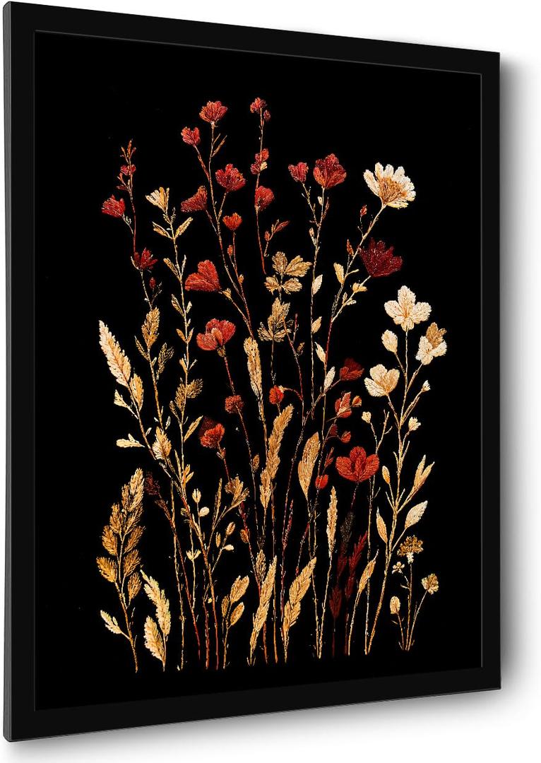 Black Bathroom Wall Art Prints Modern Framed Wall Art Decor Black Gold Flowers Wall Art Decorations Canvas Art Wall Decor Wall Pictures for Bathroom Botanical Hallway Over Bed Wall Art Decor 8x10 Ins