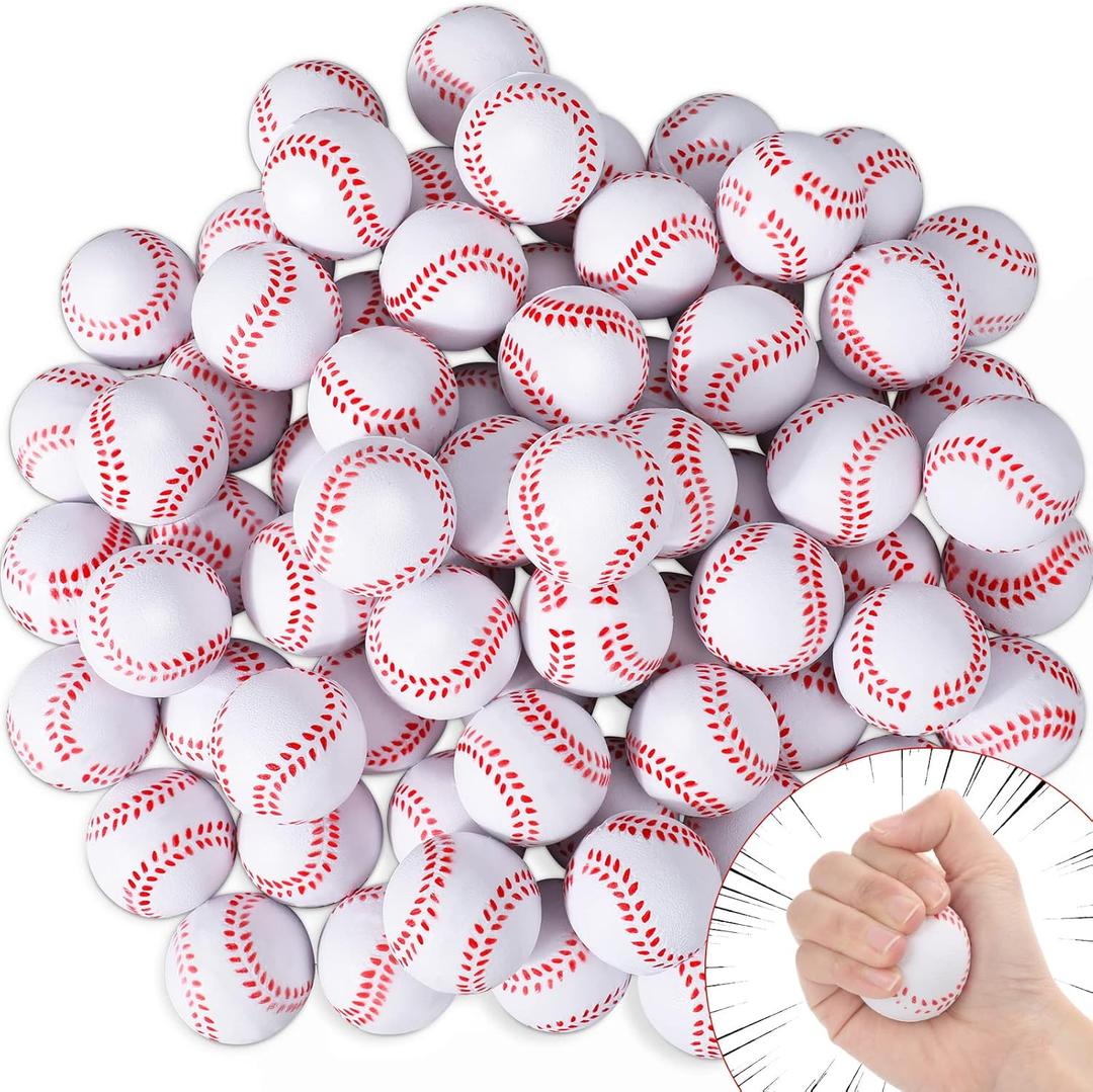 Lewtemi 72 Pieces Baseball Stress Balls 1.6 Inch Mini Foam Baseballs Bulk Party Favors Small Baseball Toys for Teens and Adults Stress Anxiety Relief Sports Theme Party Favors Classroom Rewards