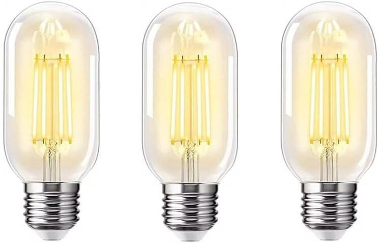 E26 LED Light Bulb 4W,Equivalent 40W,E26 Tubular Light Bulb Non Dimmable 2700K Warm White,Antique Clear Edison Filament Bulb,Pack of 3
