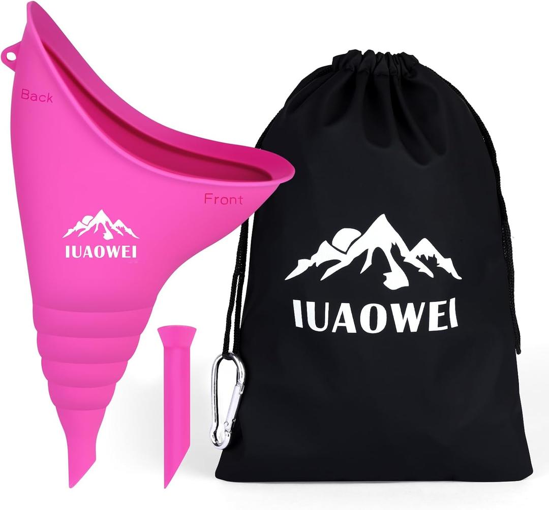 Female Urination Device, Reusable Silicone Female Urinal, Pee Funnel for Women, for Travel, Camping, Boating, Outdoor, Hiking (Rose red)