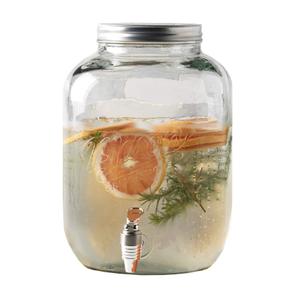 Mason Craft Craft and More 3 Gallon Round Glass Drink Dispenser with Metal Lid