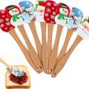 DOITOOL 8 Pcs Christmas Silicone Spatula Santa Claus Elk Snowflake Snowmen Xmas Cake Spatula with Wooden Handle for Baking and Mixing Christmas Party Kitchen Utensil