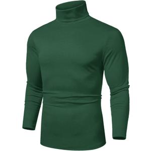 COOFANDY Men's Slim Fit Basic Turtleneck Long Sleeve Lightweight Pullover Sweaters Casual Knitted Tops (XL, Green)