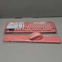 Wireless Keyboard and Mouse Combo, Typewriter Keyboard with Magnetic Wrist Rest, Full-Size Retro Round Keycaps, Smart-Sleep, 2.4GHz Stable Connection for Mac/Windows/PC, Trueque(Blush Pink)