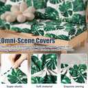 8Pcs Patio Stretch Cushion Covers, Outdoor Couch & Sofa Replacement Slipcovers for Patio Furniture Cushion Covers, Washable Reusable Furniture Protector, Square Large, Green Leaf