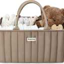 Blissful Diary Baby Diaper Caddy Organizer, Stylish Storage Basket for Newborn Essentials and Diaper Station, Gift for Baby Shower and Registry Must-Have, Mocha Brown
