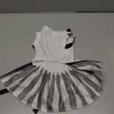 Petitebella Soccer Dog Dress with Striped Tutu Skirt Cute Pet Apparel with Football Graphic Soft Puppy Summer Clothes for Small Medium Dogs Sports Fan Outfit for Parties White/Stripes Small