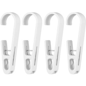 4 Pcs Plastic Hanging Clips White Laundry Hooks Hanging Clips Large Single Clip Hangers Multifunctional Laundry Hooks for Bathroom, Wardrobe, Kitchen, Office, Outdoor