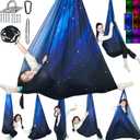 Sensory Swing for Kids Holds up to 300lbs Indoor & Outdoor Therapy Cuddle Swing with Hammock Hooks Hanger Kit for Calming, Effect for Autism, ADHD or SPD (Space Blue)