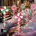 Christmas Lollipop Pathway Lights Outdoor, 27.5 Inch Peppermint Pathway Lights, Set of 6 Outdoor Christmas Decorations with 5 Modes and Music for Holiday Patio Yard Garden(Mixed Color)