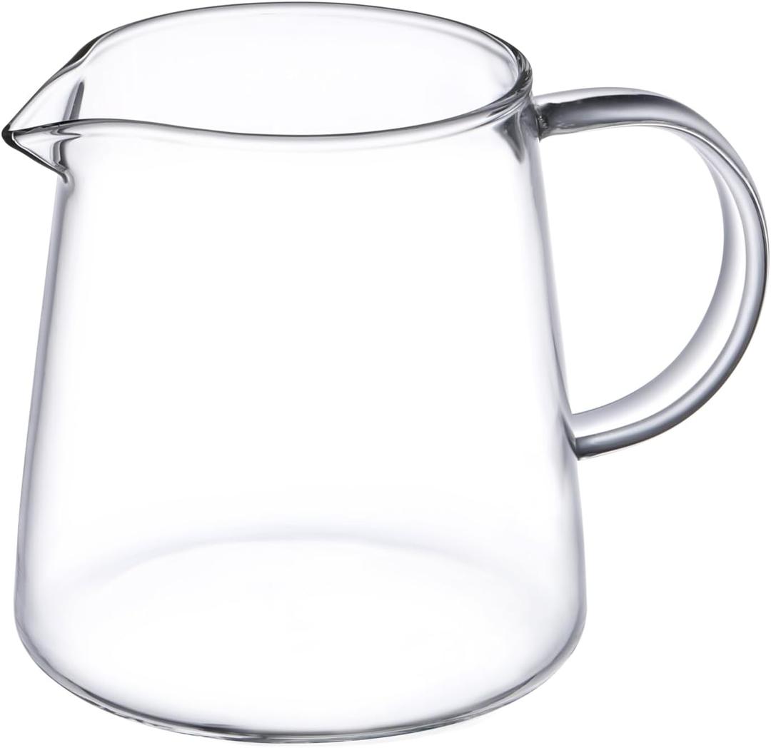 Small Glass Pitcher 8.5 oz, Glass Creamer with Spout, Clear Borosilicate Milk Pitcher for Coffee Bar and Tea, Microwave and Dishwasher Safe Mini Cream Server