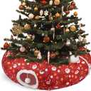 Cat Tunnel Christmas Tree Skirt Cat Tunnel Bed for Indoor Cats Play Donut Tunnel Toys S Shape for Rabbit Ferret (Red)