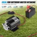 FIDISP 12 Volt Water Pump, Portable Transfer Pump, 330GPH Larger Flow, 1/10HP Electric Utility Pump with On/Off Switch, 2 * 6 Water Hose Kit for Garden Pools Aquariums Hot Tub