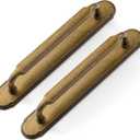 Goo-Ki 2 Pack Antique Brass Cabinet Pulls with Backplate Spacer, 5" Hole Center Kitchen Drawer Pulls Handles with Base Plate Zinc Alloy Hardware