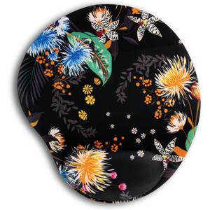 Ergonomic Mouse Pad with Wrist Support,Cute Mouse Pads with Wrist Rest,Comfortable Mouse Pad for Home Office Gaming Working Computers Laptop,Pain Relief with Non-Slip PU Base (Black Floral)