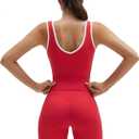 SUUKSESS Women 2 Piece Workout Sets Built in Bra Yoga Tank Top High Waisted Tummy Control Biker Shorts (Small, Red)