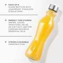 JoyJolt Spring Glass Water Bottles Set of 6-18 oz Glass Bottles with Stainless Steel Caps - Glass Drinking Bottles with Leakproof Lids - Reusable Glass Juice Bottle - Container Bottle Set