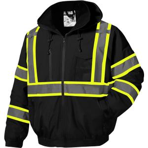SKSAFETY High Visibility Reflective Jackets for Men, Waterproof Class 3 Safety Jacket with Pockets, Hi Vis Black Coats with Black Bottom, Mens Work Construction Coats for Cold Weather, 3XL,Black