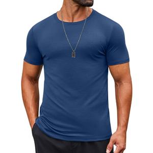 COOFANDY Men's T Shirt Short Sleeve Crew Neck T-Shirts Casual Summer Classic Basic Tees (Medium, Denim Blue)